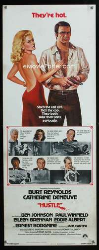 f281 HUSTLE insert movie poster '75 Burt Reynolds, Catherine Deneuve