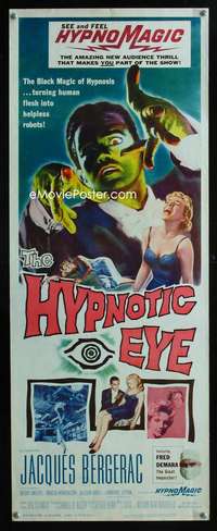 f282 HYPNOTIC EYE insert movie poster '60 Jacques Bergerac, hypnosis!