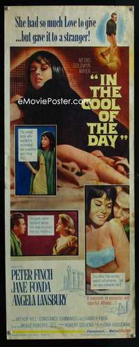 f290 IN THE COOL OF THE DAY insert movie poster '63 sexy Jane Fonda!