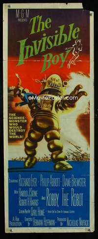f295 INVISIBLE BOY insert movie poster '57 Robby the Robot, sci-fi!