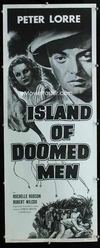 f298 ISLAND OF DOOMED MEN insert movie poster R55 Peter Lorre, Hudson