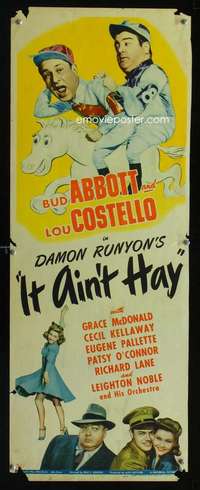 f300 IT AIN'T HAY insert movie poster '43 Abbott & Costello, Runyon