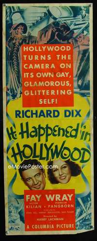 f302 IT HAPPENED IN HOLLYWOOD insert movie poster '37 its gay self!