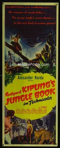 f314 JUNGLE BOOK insert movie poster '42 Sabu, Rudyard Kipling