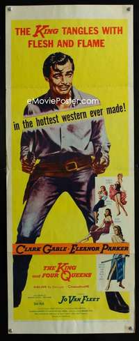 f321 KING & FOUR QUEENS insert movie poster '57 cowboy Clark Gable!