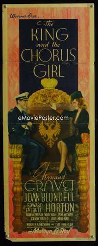 f322 KING & THE CHORUS GIRL insert movie poster '37 Joan Blondell