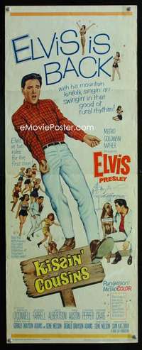 f328 KISSIN' COUSINS insert movie poster '64 Elvis Presley in 2 roles!