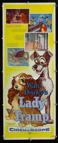 f330 LADY & THE TRAMP insert movie poster '55 Walt Disney classic!