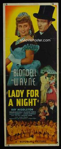 f331 LADY FOR A NIGHT insert movie poster '41 John Wayne, Blondell