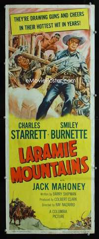 f332 LARAMIE MOUNTAINS insert movie poster '52 Starrett in Wyoming!