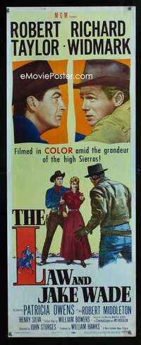 f341 LAW & JAKE WADE insert movie poster '58 Robert Taylor, Widmark
