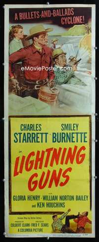 f347 LIGHTNING GUNS insert movie poster '50 Charles Starrett, Smiley