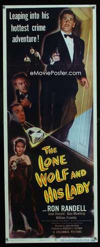 f351 LONE WOLF & HIS LADY insert movie poster '49 Ron Randell, noir!