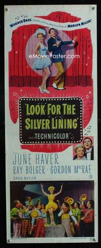 f355 LOOK FOR THE SILVER LINING insert movie poster '49 June Haver