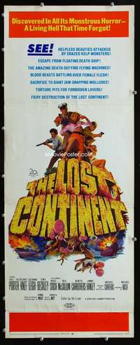 f356 LOST CONTINENT insert movie poster '68 Hammer English sci-fi!