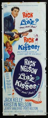 f358 LOVE & KISSES insert movie poster '65 Ricky Nelson,rock & roll