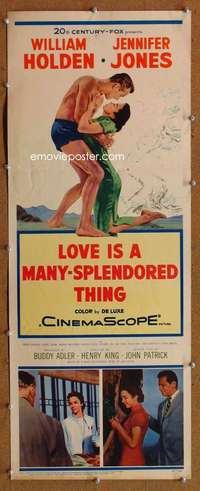 f359 LOVE IS A MANY-SPLENDORED THING insert movie poster '55 Holden