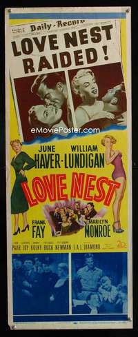 f361 LOVE NEST insert movie poster '51 sexy Marilyn Monroe, Haver