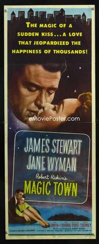 f366 MAGIC TOWN insert movie poster '47 James Stewart, Jane Wyman