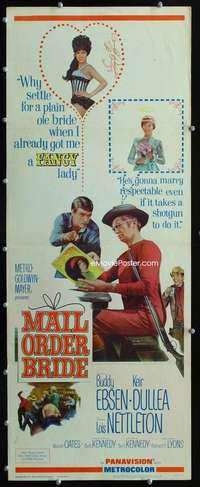 f367 MAIL ORDER BRIDE insert movie poster '64 Buddy Ebsen, Keir Dullea