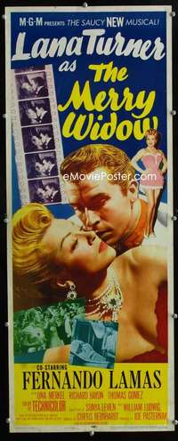 f385 MERRY WIDOW insert movie poster '52 sexy Lana Turner, Lamas