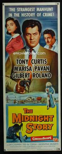 f389 MIDNIGHT STORY insert movie poster '57 Tony Curtis,San Francisco
