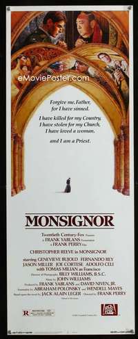 f398 MONSIGNOR insert movie poster '82 religious Christopher Reeve!