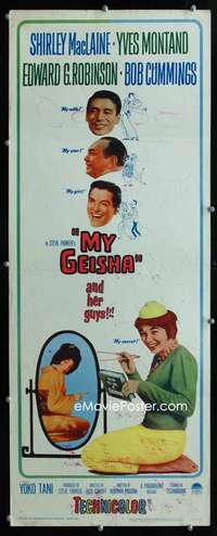 f411 MY GEISHA insert movie poster '62 Shirley MacLaine, Yves Montand
