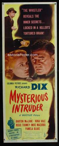 f413 MYSTERIOUS INTRUDER insert movie poster '46 Richard Dix,Whistler