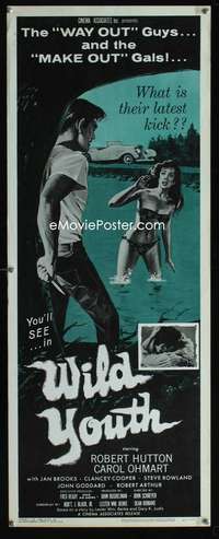 f419 NAKED YOUTH insert movie poster '60 make out gals, Wild Youth!