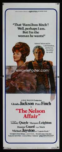 f421 NELSON AFFAIR insert movie poster '73 Glenda Jackson, Peter Finch