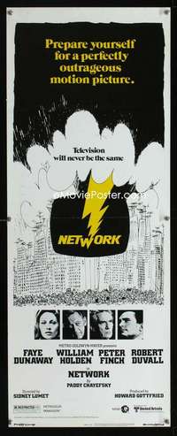 f423 NETWORK insert movie poster '76 Paddy Cheyefsky, William Holden