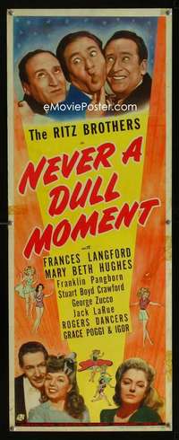 f424 NEVER A DULL MOMENT insert movie poster '43 Ritz Brothers