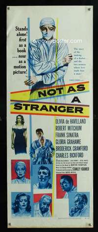 f428 NOT AS A STRANGER insert movie poster '55 doctor Robert Mitchum!
