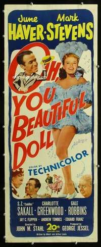 f432 OH YOU BEAUTIFUL DOLL insert movie poster '49 sexy June Haver!