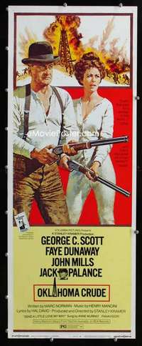 f433 OKLAHOMA CRUDE insert movie poster '73 George C. Scott, Dunaway