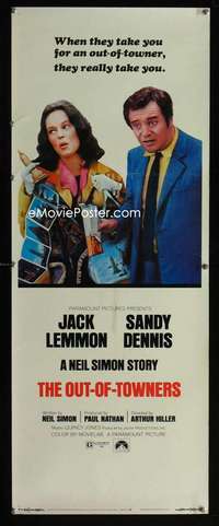 f445 OUT-OF-TOWNERS insert movie poster '70 Jack Lemmon,Sandy Dennis