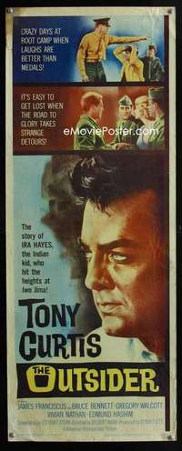 f446 OUTSIDER insert movie poster '62 Tony Curtis, Iwo Jima, WWII!