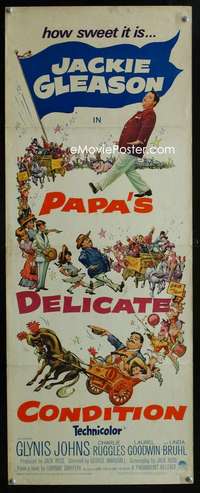 f451 PAPA'S DELICATE CONDITION insert movie poster '63 Jackie Gleason
