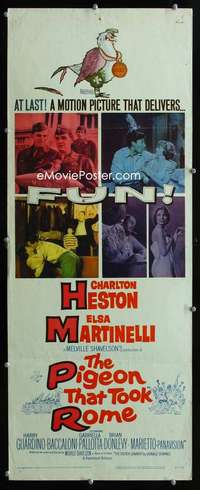 f462 PIGEON THAT TOOK ROME insert movie poster '62 Charlton Heston