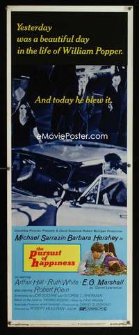 f477 PURSUIT OF HAPPINESS insert movie poster '70 Sarrazin, Hershey
