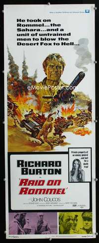 f482 RAID ON ROMMEL insert movie poster '71 Richard Burton, WWII