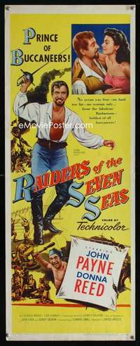 f483 RAIDERS OF THE SEVEN SEAS insert movie poster '53 John Payne