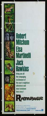 f485 RAMPAGE insert movie poster '63 Robert Mitchum, Elsa Martinelli