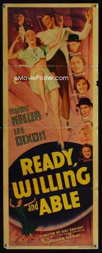 f487 READY, WILLING & ABLE insert movie poster '37 Ruby Keeler
