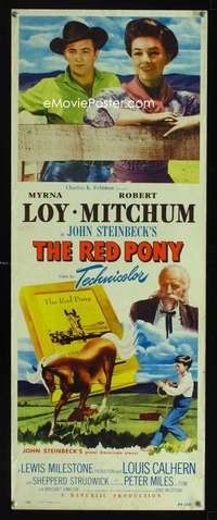 f489 RED PONY insert movie poster '49 Robert Mitchum, Myrna Loy