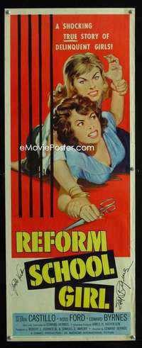 f491 REFORM SCHOOL GIRL signed insert movie poster '57 Byrnes, Vickers