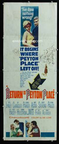 f495 RETURN TO PEYTON PLACE insert movie poster '61 Carol Lynley