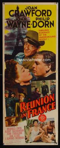 f496 REUNION IN FRANCE insert movie poster '42 John Wayne, Crawford