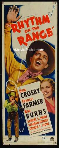 f497 RHYTHM ON THE RANGE insert movie poster '36 Frances Farmer, Bing